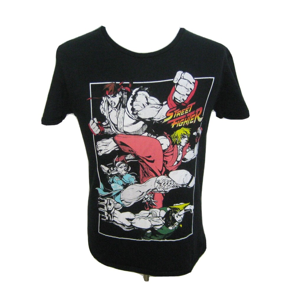 STREET FIGHTER Men's (Size Medium) Black Short Sleeve Video Game Graphic T-Shirt